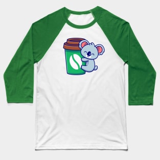 Cute Koala Hug Coffee Cup Cartoon Baseball T-Shirt